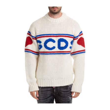 Gcds, crew neck neckline jumper sweater pullover Wit, Heren, Maat:L