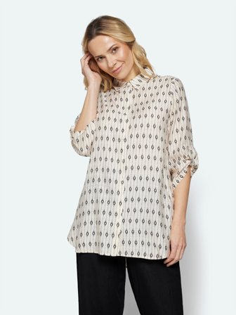 SIGNATURE - Skjorte - Råhvid / Sort - Mønstret