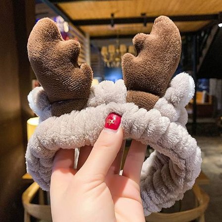 Hodebånd med reinsdyrører, søtt hodebånd for spa, dusj, yoga, sminke