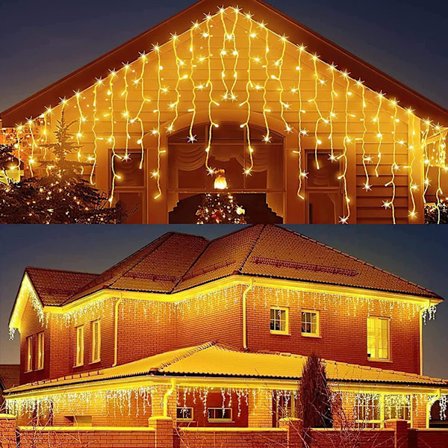 4M Udvideligt LED Lysgardin med Stikkontakt Lyssnor Gardin Vandtæt IP44 Indendørs Udendørs Dekoration Hjem Fest Jul - Varm Hvid