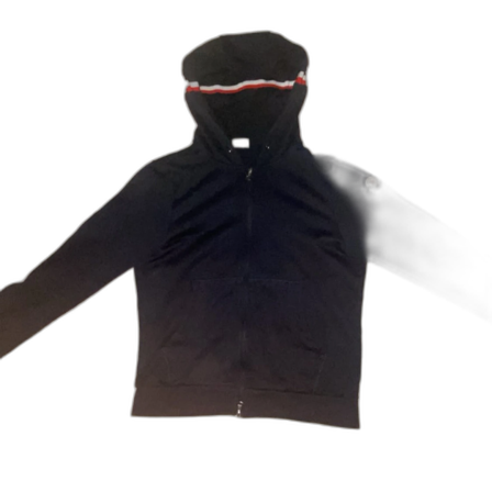 Svart Moncler hoodie med randig huva