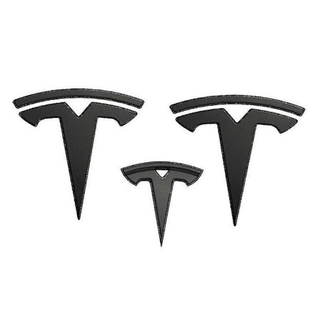 3x Matt Svart T-Logo Hette Bagasjerom Rattet Emblem for Tesla Model Y