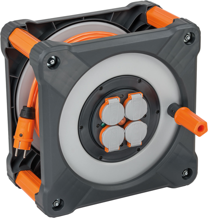 Brennenstuhl 9201330200 Kabeltrommel 4 uttak, selvlukkende lokk 33 m, 1,5 mm², Stikkontakter & kabler