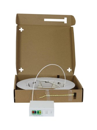 SYNERGY FTTH Compact Box vorkonfektioniert, 4xLC/APC -> open End, 20m, 9/125u, G.657.A2, 4-Faser, OD=2,2mm, Synergy 21