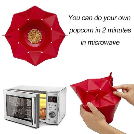 DIY Popcorn Popper Maker Silikon Mikrobølgeovn Spand