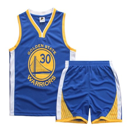 Stephen Curry No.30 Basketballtrøje Sæt Warriors Uniform til børn teenagere Blå