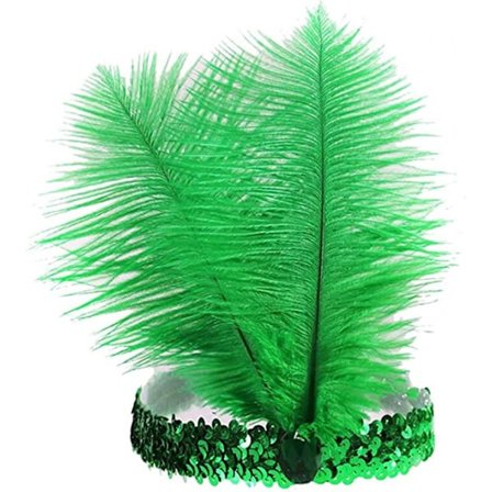 Paillettenfjädertiara 1920-talets karnevalfest vintage pannband flik, produktdimensioner 19x24cm