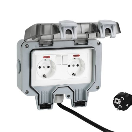 Vattentätt Vägguttag Dubbelt Eluttag - Tyskt 10M