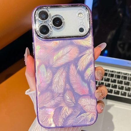iPhone-skal med fjädermönster, lämpligt för iPhone 17, Air, Pro, Pro Max, falltåligt mobilskal A iPhone17pro