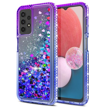 Elegant Choise Bling-telefondeksel Kompatibelt med Samsung Galaxy A14 5G Flytende Luksus Glitterdeksel, Rosa Grønn lilla