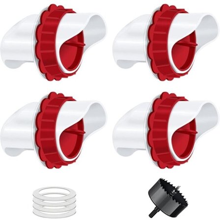 Hønseforautomat, Automatisk Hønseforautomat, 4 Port DIY Gravitasjonsforingssett for Bøtter Tønner Beholdere..