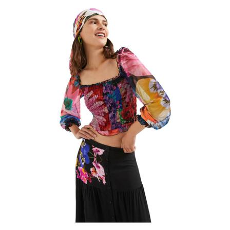 Desigual T-shirt floral Sort, Dame Bluser