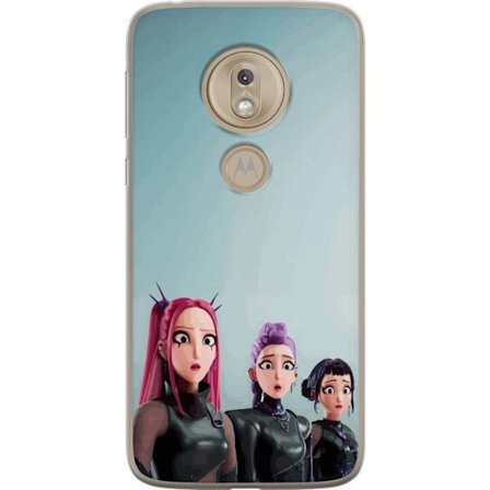 Kompatibelt Mobildeksel til Motorola Motorola Moto G7 Play Tre animerte kvinner med fargerikt hår i futuristisk stil og overraskede uttrykk