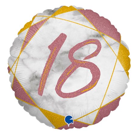 Marble 18 Holografinen Ilmapallo Vaaleanpunainen