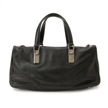 Chanel Vintage Pre-owned Læder hndtasker Sort, Dame Vintage Tasker, Størrelse: ONE Size