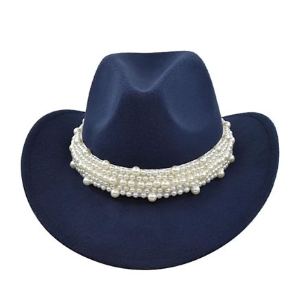 Western Cowboy Hat Retro Jazz Hat Stretch Pearl Wool Top Hat Felt Hat Retro Faux Sheep Hat Cowboy Hat