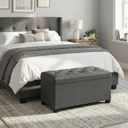 Mjuk Förvaringsbänk med sittdyna 76x40x40cm - Grå