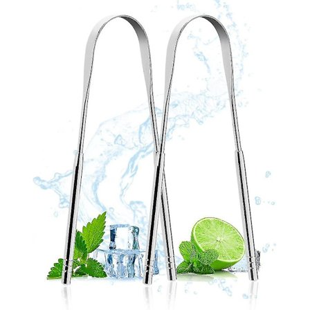 Tungeskraber, 2-pak rustfri stål tunge renser, tunge renser værktøj til mundhygiejne, frisk ånde og reducere dårlig ånde, genanvendelig tunge skraber