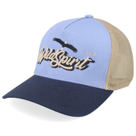 Wild Spirit - Beige trucker Keps - Pin Script Sky Blue/Khaki/Navy A-frame Trucker @ Hatstore