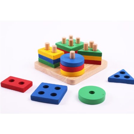 Trestjerners Trepuslespill med Former for Sortering og Stable, Educa