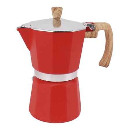Aluminium Moka Pot Snabb Uppvärmning Bekvämt Grepp Octagonal Kaffebryggare för Gas- och Elektriska Spisar 300ml Röd