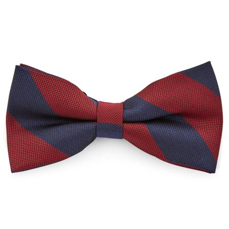 Dark Blue & Burgundy Striped Pre-Tied Bow Tie for Men - Pre-tied bow ties
