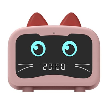 Cute Cartoon Cat Bluetooth Compatible Charging Alarm Clock, Bass Music Player, Home Decoration Alarm Clock - Pink