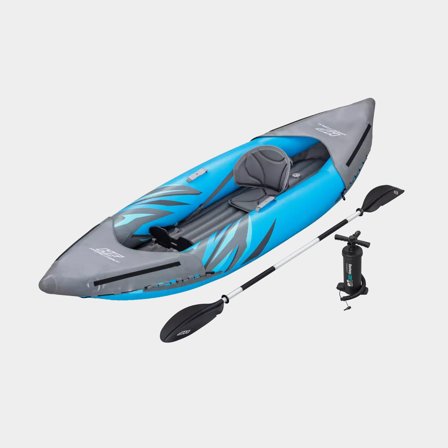 Kayak gonflable Bestway Hydro Force Surge Elite X1, 312 x 93 x 40 cm, bleu/gris + pagaie + pompe à main + ailerons + sac de transport + patch de 