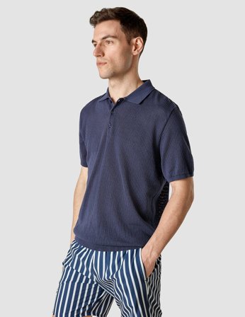 Shaping New Tomorrow - Knitted Short Sleeve Polo Shirt - Navy - Herre - Størrelse XXL