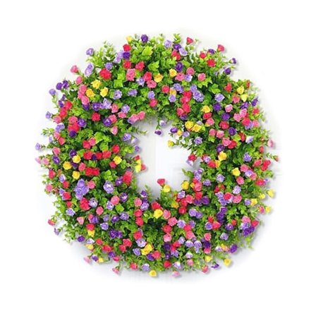 Vår sommar krans, hållbar och stabil vacker konstgjord krans, naturliga vin kransar för ytterdörr inomhus utomhus hem vägg fönster rum(40CM)