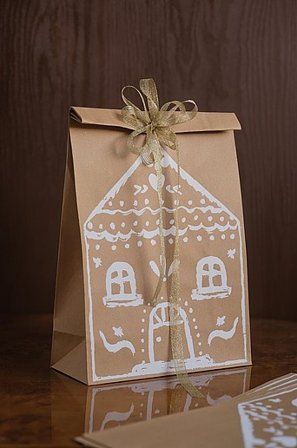 Jotex - Torebka Prezentowa 5-pak brązowy/biały - HOUSE - Kup Papier i Wstążki do pakowania firmy Jotex