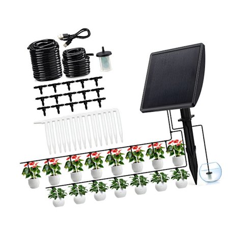 Automatiskt bevattningssystem med timer för gräsmattor, solcellsdriven droppbevattningssats