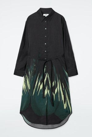 COS Women's Printed Belted Shirt Dress in Blue