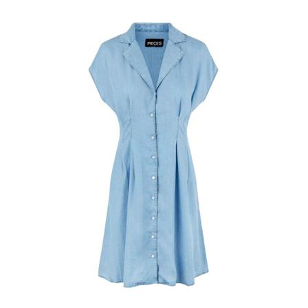 Pieces PCKari Ss Shirt Kjole Blå, Dame