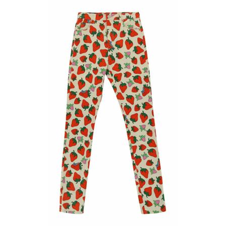 Gucci, Strawberry Cotton Skinny Pant Beige, Dames, Maat:W30