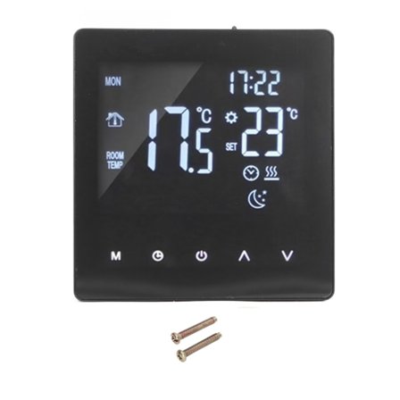 Digital termostat LCD-skærm programmerbar smart touch-skærm gulvvarme kedelcontroller sort AC90‐240V K2MRH3A