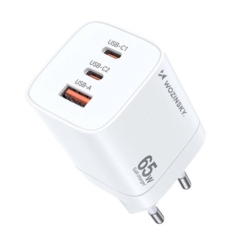 GaN 65W Väggladdare med 2 USB-C och 1 USB-A