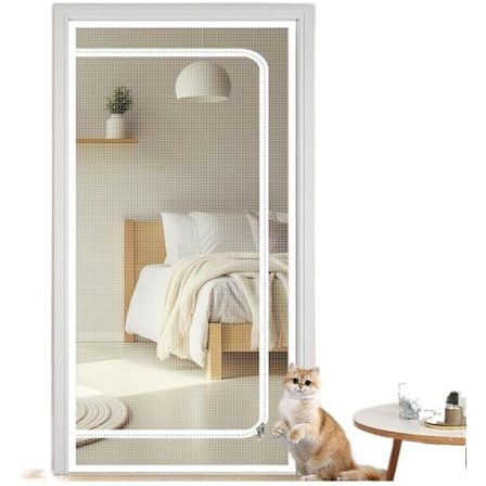 Kattnätsdörr, Repskyddande kattnätsdörr med dragkedja förhindrar att valpar och katter kommer ut 85*200cm