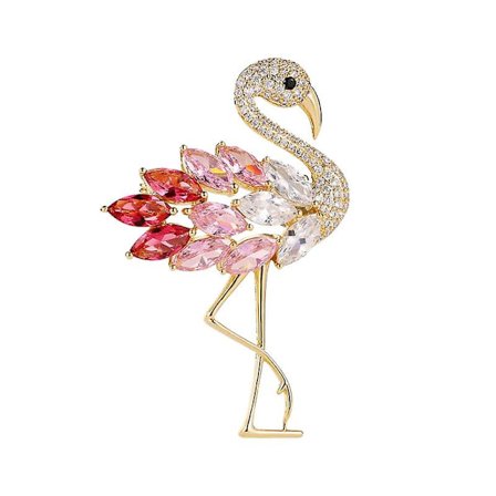 Färgglada Flamingo Broscher Diamant Broscher för Kvinnor Kristall Strass Djur Pins Färgglada Diamant Fest Vintage Dam Smycken