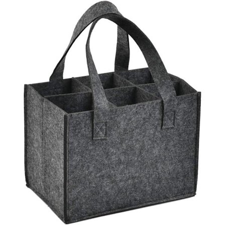 Vinflaskebærer i filt for 6 flasker - Vinflaskebærer med bærehåndtak for oppbevaring av vin, øl, champagne