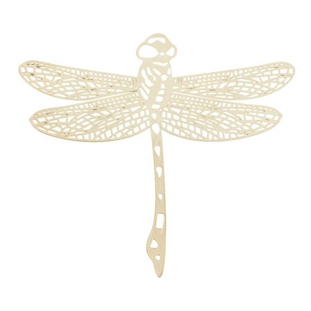 bokmärke i rostfritt stål guld trollslända mönster presentetikett 8,5x7,5cm