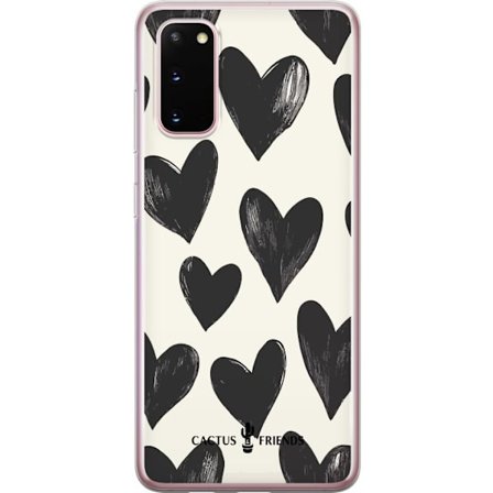 Kompatibelt Mobildeksel til Samsung Samsung Galaxy S20 Cactus and Friends - Bold Black Love Pattern
