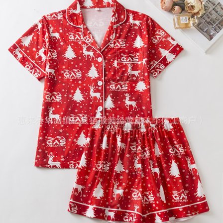 Nya kortärmade shorts avslappnad kofta rutiga dam pyjamas hemkläder