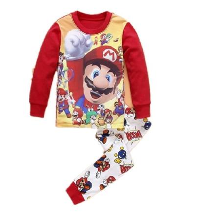 2-osainen Super Mario -yöasu, pitkähihainen paita ja housut, koko 130 cm