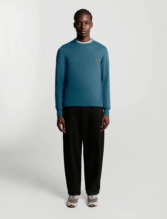 Lyle & Scott Cotton Merino Crew Neck Jumper - Blue - XXL
