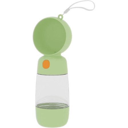 1 stk. Hundevandflaske, 400 ml Hunderejsevandflaske med Madbeholder Lækagesikker Bærbar Hvalpevanddispenser, Grøn
