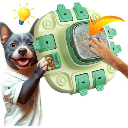 Puslelegetøj til hunde, langsomt fodringssystem, godbidsdispenseringsfunktion, ideel til IQ-træning og underholdning, egnet til alle hunderacer