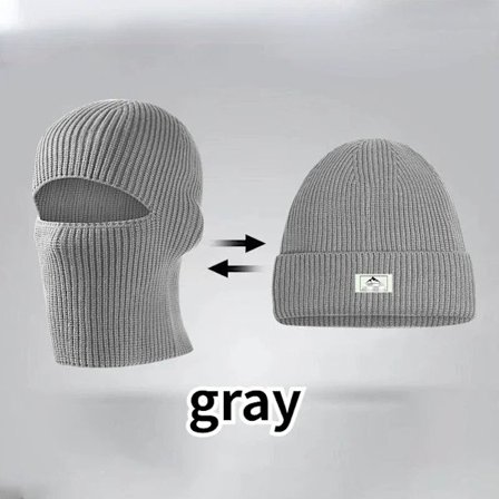 2 i 1 Vintermaske Beanies Luer Varme Strikkede Balaclava Luer Vindtett Solid Heldekkende Ski Bonnet Taktisk Sykkel Ørevarmere Lue