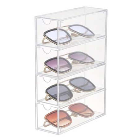 Akryl Materiale Brille Opbevaringsboks Superponerbar Transparent Etui til Soveværelse Fire Lag