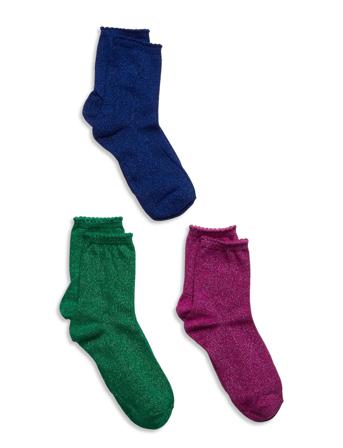 Pcsebby Glitter Long 3-Pack Socks Noos Lingerie Socks Regular Socks Monivärinen/Kuvioitu Pieces